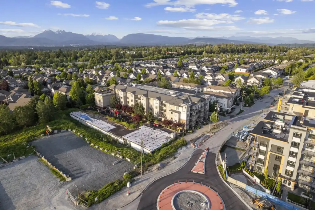 aerial house at sunset